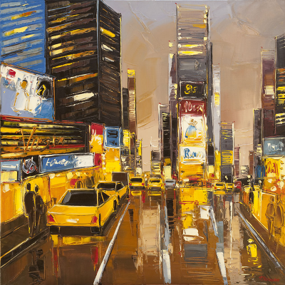 Times Square Lights New York  - peinture Fabien Novarino